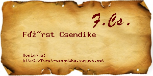 Fürst Csendike névjegykártya
